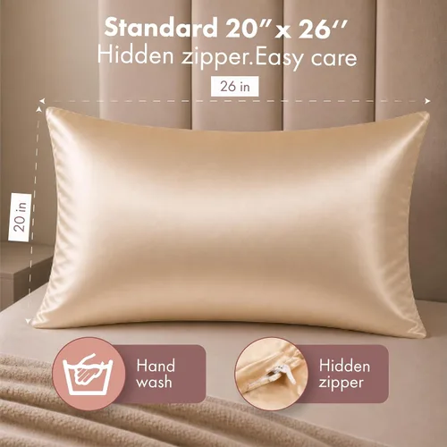 Miniatura 4 de LUCE Funda de almohada de satén de 600 hilos, comodidad sedosa para cabello y piel, similar a las fundas de almohada de seda para un sueño