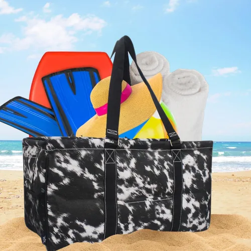 Miniatura 58 de NGIL Bolsa de comestibles reutilizable extra grande plegable de gran tamaño para comestibles, almacenamiento, picnic, playa, Bronco-negro occidental