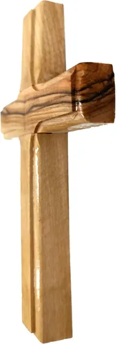 Miniatura 8 de Cruz de pared de madera de olivo de Zuluf de Belén 12 cm Hecha a mano, decoración cristiana y católica, regalo navideño para colgar en la pared