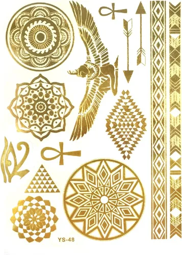 Miniatura 20 de Wrapables Tatuajes temporales inspirados en celebridades en oro metálico, plata y negro, grandes, alas de ángel_1