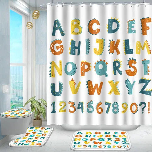 Miniatura 9 de Poedist Juego de 4 cortinas de ducha de baño, juegos de cortinas de baño para niños con alfombras