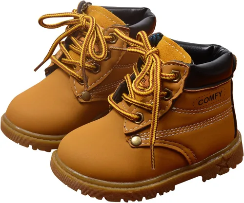 Miniatura 6 de Happy Cherry Botas de otoño para bebé, botas de cuero de gamuza con cordones, botines planos suaves
