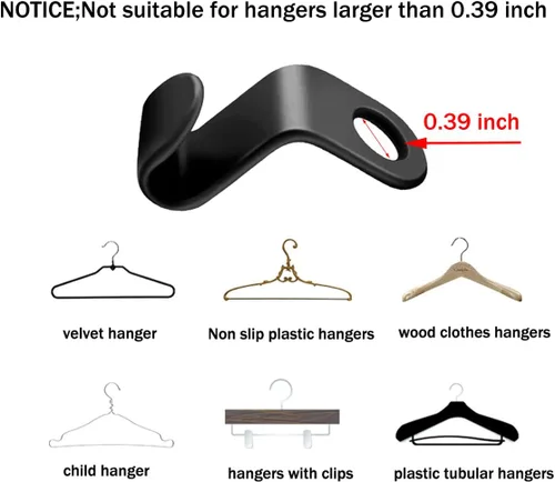 Miniatura 5 de 150 ganchos para colgar ropa, clips extensores de plástico resistente, ganchos de conexión de terciopelo, ganchos de suspensión en cascada para 150