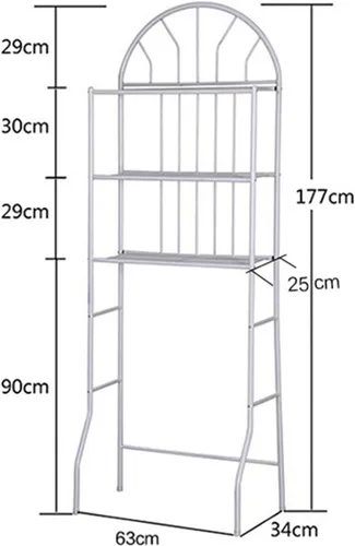 Miniatura 2 de Estante de almacenamiento de 3 niveles sobre el inodoro, estante de almacenamiento independiente estable para gabinete de baño, estante de torre