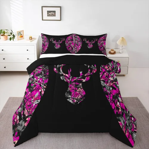 Miniatura 40 de Feelyou Juego de edredón de caza de patos para niñas y niños, edredón de patos de malardo, juego de ropa de cama de caza y pesca, juego de edredón