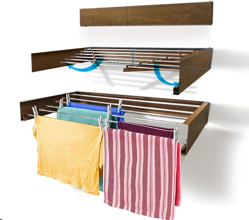 Miniatura 12 de Step Up Tendedero de Secado de Ropa (28 Pulgadas Blanco), Montado en la Pared, Tendedero de Ropa Retráctil, Capacidad de 40 Libras, 11.6 Pies