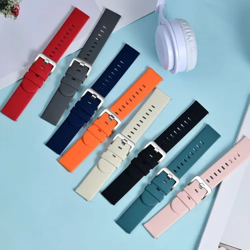 Miniatura 68 de BISONSTRAP Correas de reloj de silicona, correas de reloj delgadas con liberación rápida, 0.787 in, negro con hebilla negra