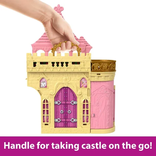 Miniatura 3 de Mattel Disney Princess Toys, Belle - Casa de muñecas castillo apilable con pequeña muñeca Belle, 4 personajes amigos y 3 accesorios, portátil con asa
