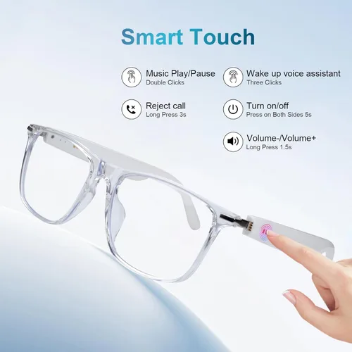 Miniatura 4 de GenXenon Lentes inteligentes Bluetooth para hombres y mujeres, bloqueo de luz azul y fotocromáticos con altavoz, lentes de sol manos libres/música