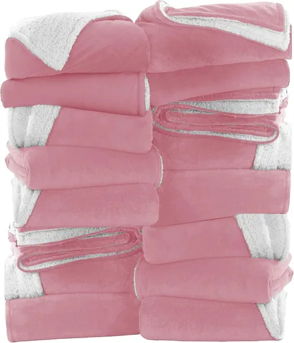 Miniatura 74 de MOONLIGHT20015 Mantas Sherpa de color rosa bebé tamaño King para cama – Paquete al por mayor de 9 mantas Sherpa – Manta suave y esponjosa