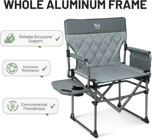 Miniatura 7 de Timber Ridge Silla de Director de Camping de Aluminio con Bolsillo de Mesa Lateral, Silla Plegable Portátil, Silla de Jardín Resistente para Viaje