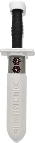 Miniatura 26 de MunnyGrubbers - Soporte para dados de daga de espada - (Juego de 7 dados D20 aleatorios incluidos) - Almacenamiento de dados poliédricos Mármol