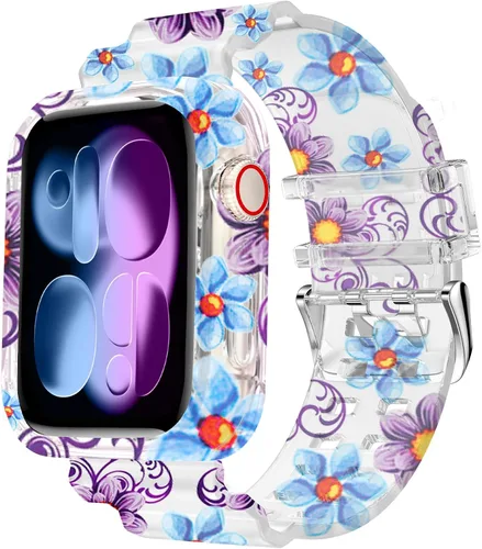 Miniatura 57 de DABAOZA - Correa compatible con Apple Watch de 49 mm, 46 mm, 45 mm, 44 mm, 42 mm, 41 mm, 40 mm, 38 mm, con protector, correa de TPU brillante