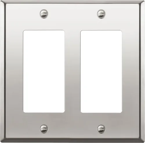 Miniatura 9 de ENERLITES Placa de pared metálica decorativa para receptáculo o interruptor, acero inoxidable 201, resistente a la corrosión, tamaño 2-Gang 4.50" x