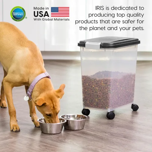 Miniatura 6 de IRIS USA Contenedor hermético de almacenamiento de alimentos para perros, hasta 30 libras, con ruedas, para almacenamiento de alimentos para perros