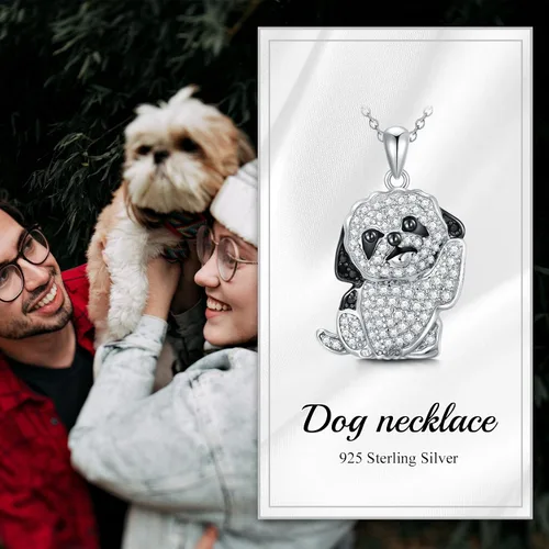 Miniatura 5 de Collares con colgante de perro de plata de ley S925 – 24 razas corgi/husky/labrador/pastor para mujer