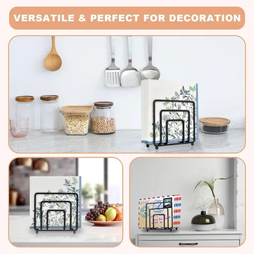 Miniatura 5 de Servilletero para mesa, moderno soporte de servilletas de metal negro para mesas de comedor y encimeras, dispensador de servilletas de cóctel