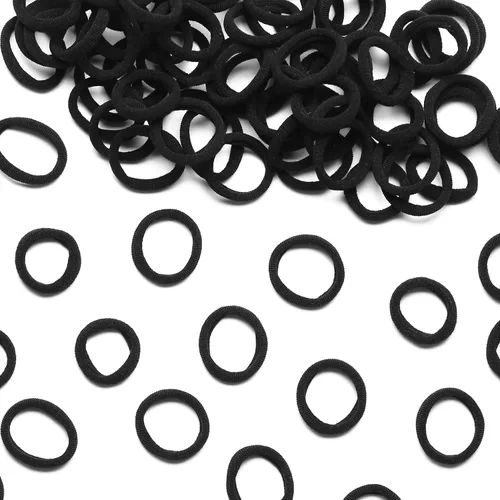 Miniatura 8 de Lazos para el cabello, 100 unidades, sin costuras, color negro, suaves y elásticos Coletero elástico que no daña las coletas