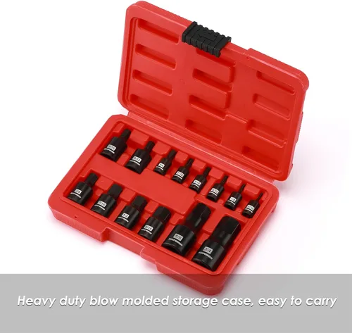 Miniatura 8 de MIXPOWER Juego de 14 piezas de dados Dr. Bit, 3/32 a 3/4, 1/4", 3/8" y 1/2", grado de impacto Cr-Mo, SAE, enchufe hexagonal