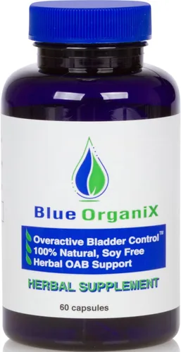 Blue Organix Control hiperactivo de la vejiga para mujeres y hombres, micción frecuente, nocturia o incontinencia, 60 cápsulas vegetarianas, 1