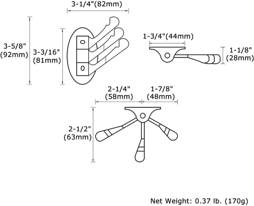 Miniatura 9 de Angle Simple Gancho para toallas de baño, gancho giratorio plegable de metal, colgador de bata para pared, níquel cepillado