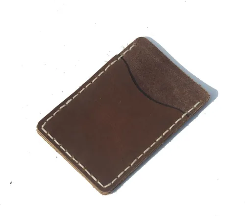 Miniatura 4 de Handcrafted Front Pocket Card Holder, Leather Minimalist Cardcase, Credit Card Holder, 3 Card Slots Unlined all-cow Pickup Bag