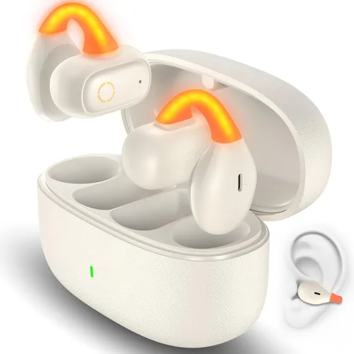 Miniatura 8 de TOPAUX Auriculares inalámbricos de oreja abierta con clip seguro Auriculares deportivos blancos Conducción ósea ligera Auriculares Bluetooth