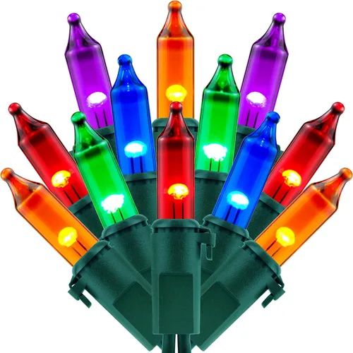 Miniatura 9 de 200 unidades de luces de Navidad rojas, paquete de 2 hebras de 100 unidades, 33 pies de cable verde, luces de cadena festivas UL listadas (rojo)