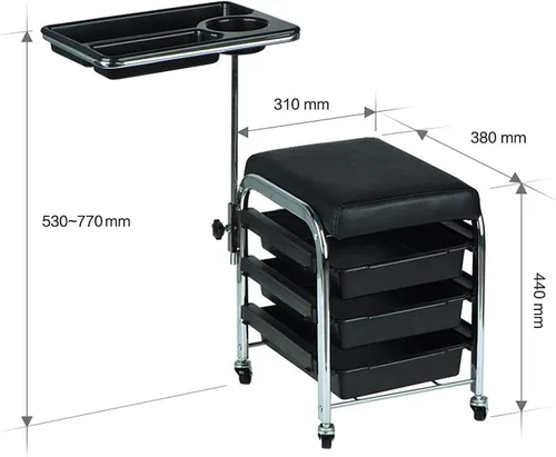 Miniatura 6 de Salón móvil Peluquería Peluquería Belleza Almacenamiento Carrito Manicura Uñas Cabello Herramienta Carrito Silla Pedicura Taburete Mesa