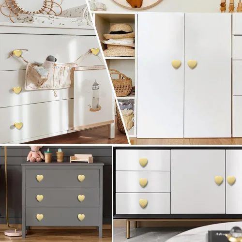 Miniatura 6 de 6 piezas de manijas de pomo de trébol de cuatro hojas de latón, pomos dorados para gabinetes, cajones, cómodas, muebles, cocina, armario, baño