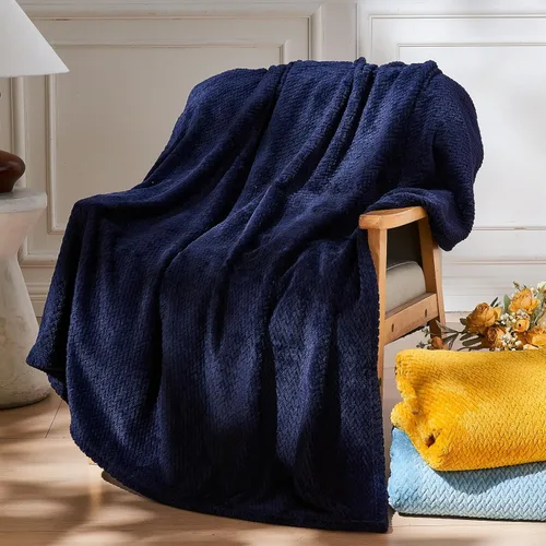 Miniatura 59 de NEWCOSPLAY Manta de Tiro Súper Suave Aqua Franela Sedosa Premium Fleece con Patrón de Hojas Ligera Manta de Cama para Uso en Todas las Estaciones