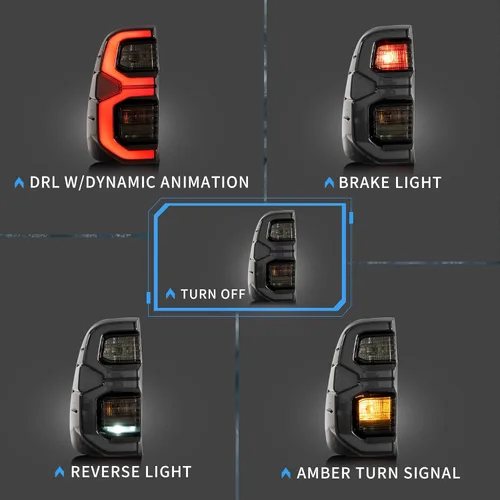 Miniatura 2 de VLAND Luces traseras LED compatibles con Toyota Hilux Revo 2015-2020 (NO para Tonka) camioneta pickup, conjunto de lámpara trasera con luz
