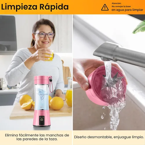 Miniatura 7 de Licuadora portátil inalámbrica de tamaño personal – Licuadora sin BAP para hacer batidos y batidos, taza de jugo de 12 onzas con 6 cuchillas, se Rosa