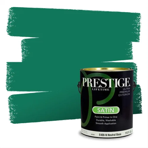 Miniatura 209 de Prestige Paints - Pintura exterior e imprimación en uno, 1 galón, plano, compatibilidad comparable con el color menta «Whipped Mint» de Behr