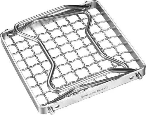 Miniatura 6 de Campingmoon - Parrilla plegable portátil para fogata sobre fuego, estufas divididas de acero inoxidable 304 (alambre de rejilla (MS-1011))