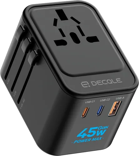 Miniatura 13 de Adaptador de viaje universal, adaptador de enchufe de viaje internacional con 2 puertos USB-C y 2 puertos USB-A, con toma de corriente AC adicional