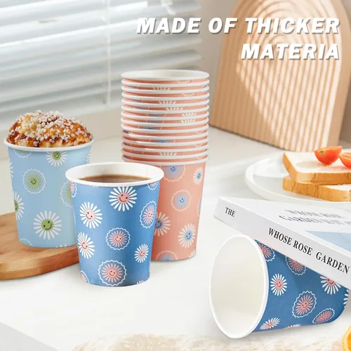 Miniatura 3 de SIUQ Paquete de 300 vasos de papel de 8 oz, tazas de café desechables, tazas de café de papel de 8 oz, coloridos vasos para bebidas calientes/frías