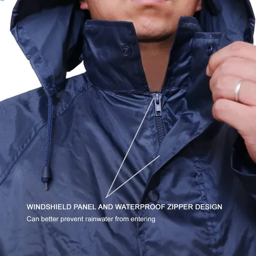 Miniatura 3 de Traje de lluvia para hombre, ligero, impermeable, protector impermeable (chaquetas y pantalones), ropa de trabajo para la lluvia Azul