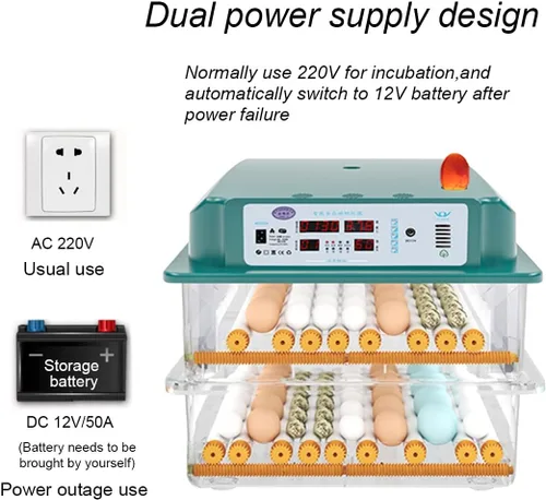 Miniatura 2 de YXCKG Incubadora digital automática de 120 huevos para incubar huevos de gran capacidad con vela de huevos, girador automático de huevos