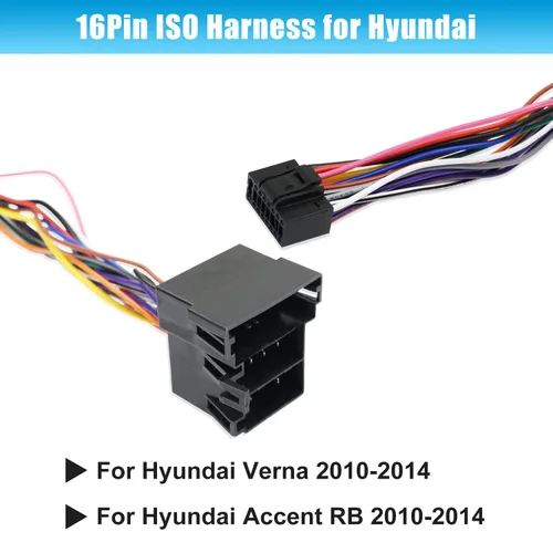 Miniatura 3 de Adaptador de arnés de cableado de radio estéreo ISO de 16 pines para reemplazo de radio de coche Hyundai Verna Accent Kia Android