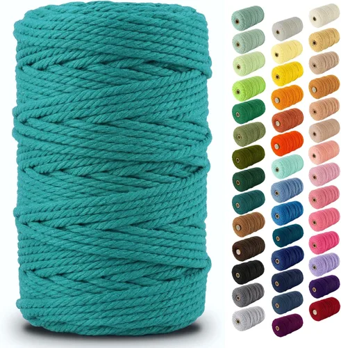 Miniatura 124 de Nook Theory - Cuerda de macramé de 3 mm, 220 yardas de cuerda de algodón, hilo de 4 mm y 5 mm, cuerda para manualidades, perfecta para colgantes