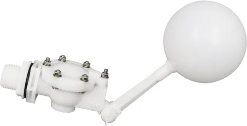 Válvula flotante desmontable de 3/4, válvula de flotador de agua de plástico blanco con brazo ajustable para control de nivel de agua para estanque