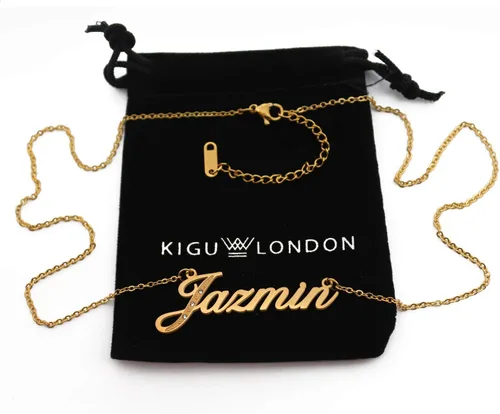 Miniatura 2 de Kigu Jazmin - Collar con nombre personalizado, cristales chapados en oro, joyería de regalo para mujeres, novia, madre, hermana, amiga, Metal