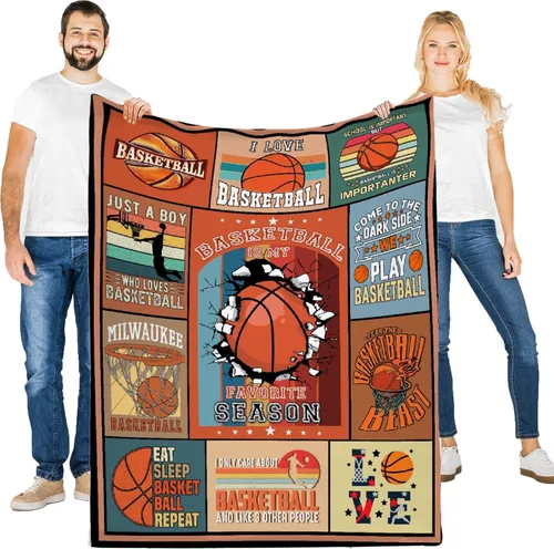 Miniatura 3 de Manta de regalo de baloncesto para niños, hombres y niñas, juego de pelota deportiva con la frase "Basketball Is My Favorite Season", 40 x 50 El