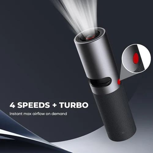Miniatura 3 de Plumero de aire eléctrico, plumero de aire comprimido inalámbrico, cuerpo de metal, 4 velocidades, agarre para turbo, para teclado, PC, limpieza