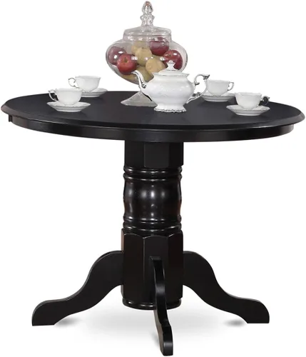 Miniatura 3 de East West Furniture SHEN3-BLK-69 - Juego de mesa de cocina de 3 piezas contiene una mesa de comedor redonda con pedestal y 2 sillas de comedor