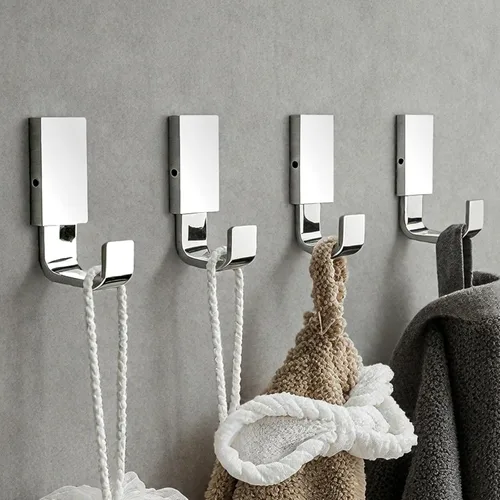 Miniatura 15 de BESy Ganchos individuales para toallas para baño, cocina, garaje, estilo cuadrado, ganchos para bata y sombrero, montaje en pared con tornillos