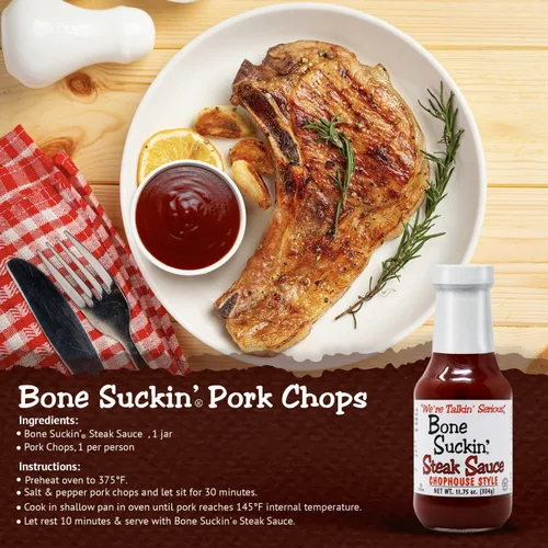 Miniatura 4 de Bone Suckin' Salsa de carne, para filetes, hamburguesas, pastel de carne, chuletas de cerdo y pollo, sabor picante, sabroso, ahumado ligero