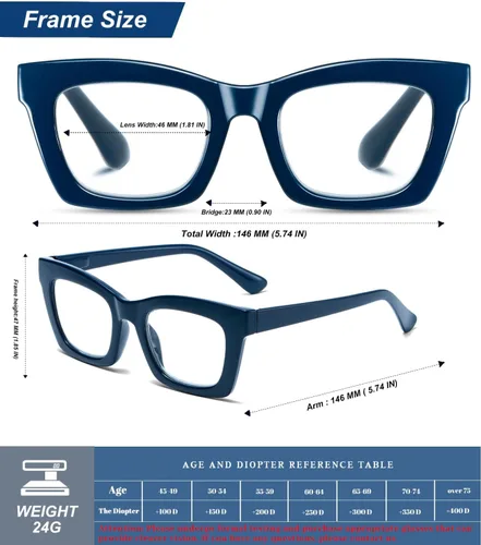 Miniatura 4 de Hubeye Oprah Style - Lentes de lectura para mujeres y hombres, bloqueo de luz azul, para computadora con bisagra de resorte Negro