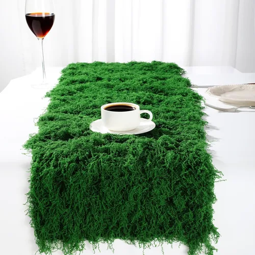 Zeyune 1 camino de mesa de musgo falso para manualidades, rollo de hoja de musgo artificial de 12 x 71 pulgadas, impermeable, para pared, techo,